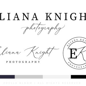 Calligraphy Script Watermark Logo, Black White, Photography Boutique Beauty Salon Realtor Makeup Branding Logo Design, Website Signature