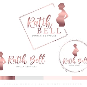 Rose Gold Doula Logo, Doula And Birth Services Logo, Pregnant Logo, Newborn Logo, Premade Logo Midwife Logo, Website Logo Birth Photography