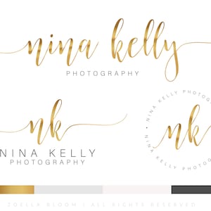 Gold Photography Logo, Logo Design, Branding Kit, Watermark, Packages, Website Logo, Feminine Branding, Boutique Logo, Photographer, Realtor