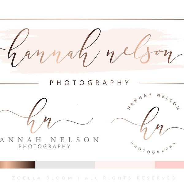 Branding kit package, Photography Logo, Watermark for Photography, Rose Gold, Calligraphy, Bronze ,Website Logo, Watercolor, Boutique Logo