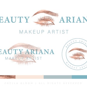 Makeup Artist Logo, Eye Logo, Business Watermark Logo, Company Website Branding Kit, Blue Navy
