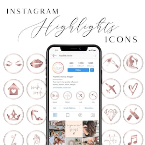 72 Instagram Story Highlight Beauty Icons Instagram Blogger Story Covers Rose Gold Beauty Highlights Hair Lashes Lifestyle Icons Photography