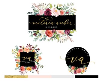 Design del logo, pacchetto prefabbrota con logo floreale, logo di bellezza, calligrafia, femminile, kit di branding, timbro, logo aziendale, logo del sito Web