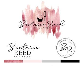 Nail Artist Logo, Manicurist Logo, Nail Polishes, Branding Premade Package, Beauty Logo,Calligraphy,Rose Gold,Branding Kit, Blogger, Website