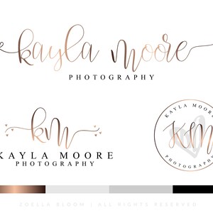 Photography Logo, Branding Kit, Logo Design, Watermark, Branding Premade, Website Logo, Watermark For Photography, Rose Gold Logo