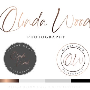 Rose Gold Photography Logo Design, Black White Logo Branding Premade, Watermark, Business Logo, Website Logo, Branding Kit