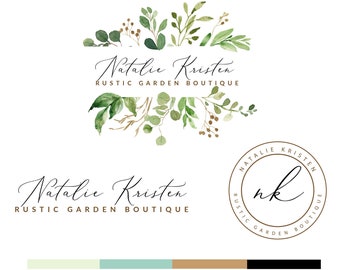 Rustic White Boutique Logo Design, Calligraphy, Watermark, Modern Logo,  , Feminine Branding, Branding Kit, Watercolor