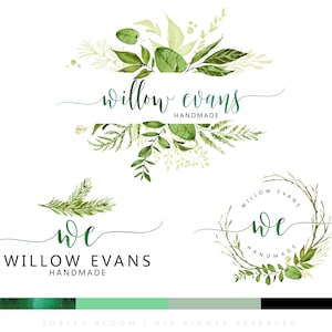 Photography Logo Design Rustic Logo Premade Watermark Vine Logo Stamp Branding Kit Florist logo Watercolor Logo Botanical Logo