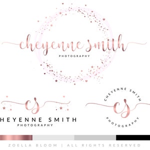 Rose Gold Photographer, Watermark, Premade Logo, Photography Logo, Website Logo, Stamp Logo, Wedding Photographer, Boutique