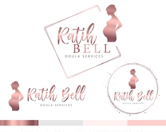 Rose Gold Doula Logo, Doula And Birth Services Logo, Pregnant Logo, Newborn Logo, Premade Logo Midwife Logo, Website Logo Birth Photography