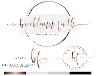 Rose Gold Photography Logo Design, Branding Premade, Watermark, Modern Logo, Calligraphy, Business Logo, Website Logo, Feminine Branding