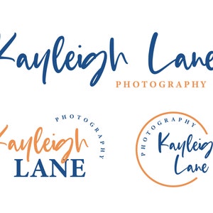 May include: A logo for Kayleigh Lane Photography. The logo is in a blue and orange color scheme. The name Kayleigh Lane is written in a cursive font. The word Photography is written in a sans-serif font.
