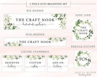 Etsy Banner, Etsy Cover Photo, Etsy Branding Kit, Etsy Template, Graphic Design, Profile Picture, Shop Icon, Seller Shop, Botanical Nature