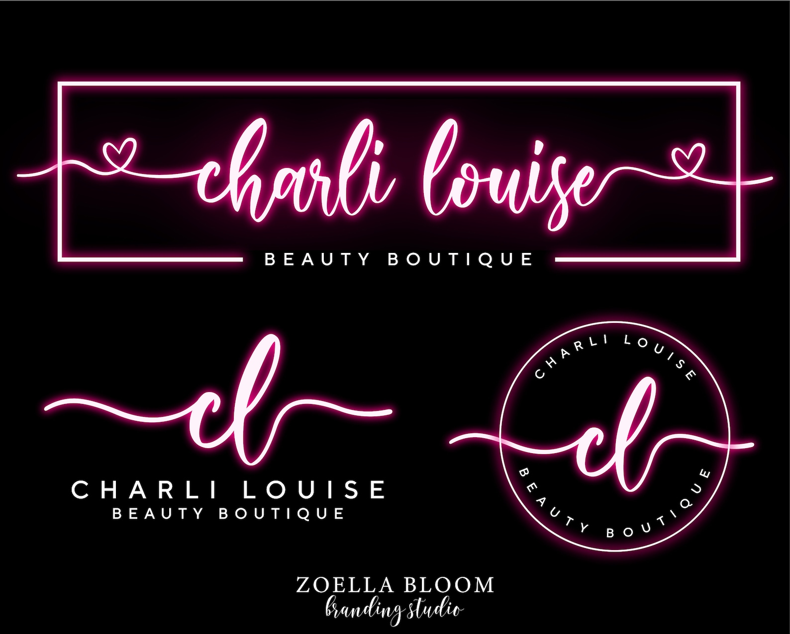 Neon Logo Design, Pink Neon Glow in the Dark, Watermarks, Frame, Round ...