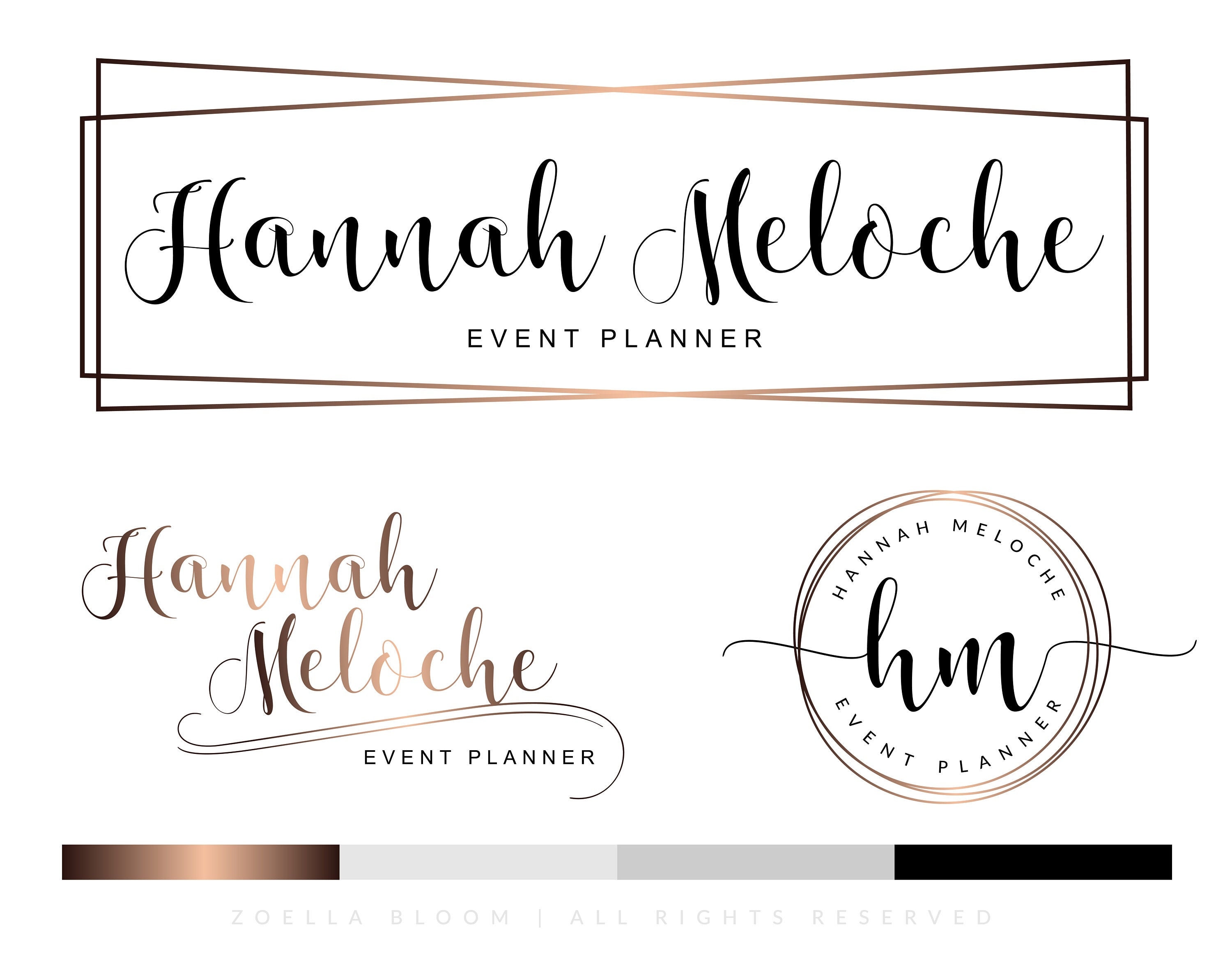 Event Planner Photographer Branding Kit Rose Gold Black White - Etsy