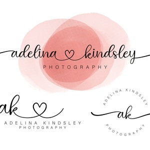 May include: A logo for a photography business called "Adelina Kindsley Photography". The logo features a handwritten script font with a heart symbol and the words "Adelina Kindsley Photography". The logo is set against a pink watercolor background.