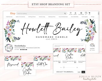 Etsy Banner, Etsy Cover Photo, Etsy Branding Kit, Etsy Template, Graphic Design, Profile Picture, Shop Icon, Seller Shop, Flowers Bouquet
