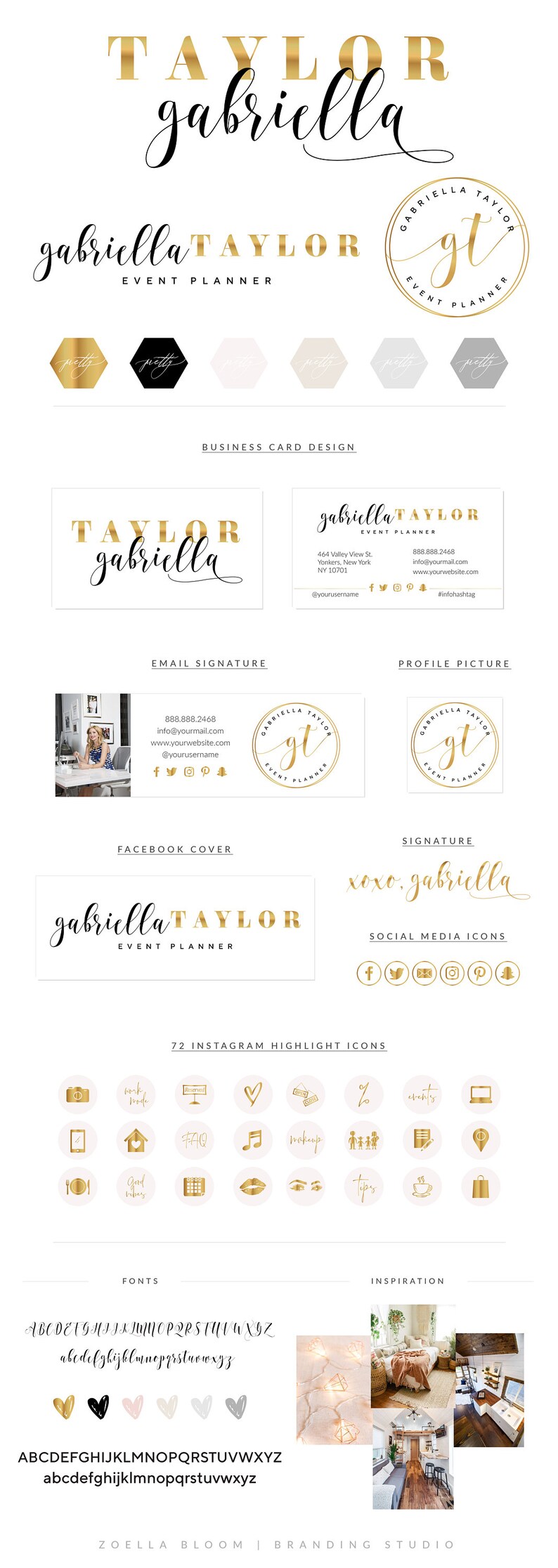 Gold Logo Event Planner Logo Calligraphy Premade Logo - Etsy