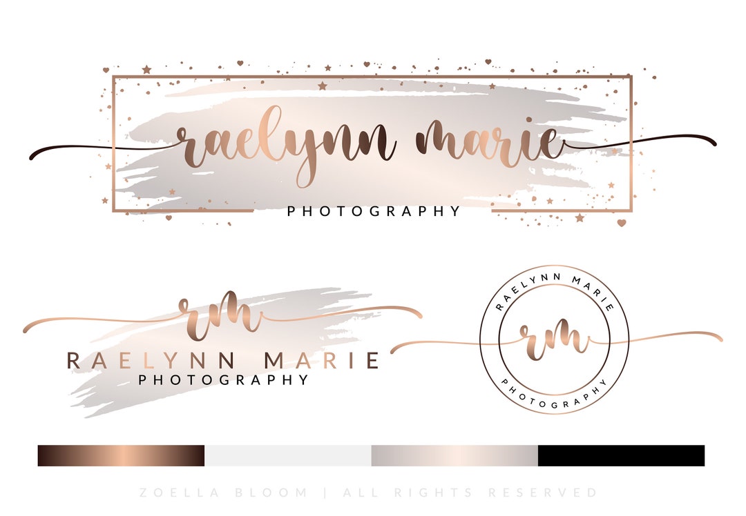 Watermark Logo, Rose Gold Photography Logo, Signature Logo, Beauty Logo