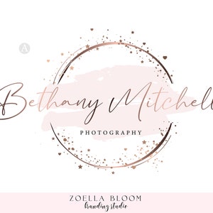 Branding Logo Kit, Modern Logo, Calligraphy Logo, Rose Gold Bronze, Premade Photography Logo Design, Signature Logo, Minimalist Logo Design
