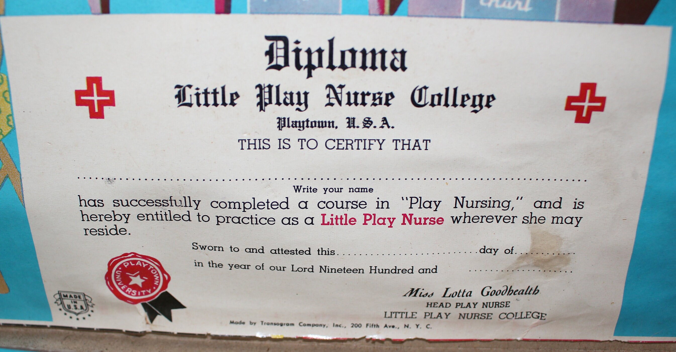 Vintage Little Play Nurse By Transogram made in USA 1320-0750 Nurse Kit ...