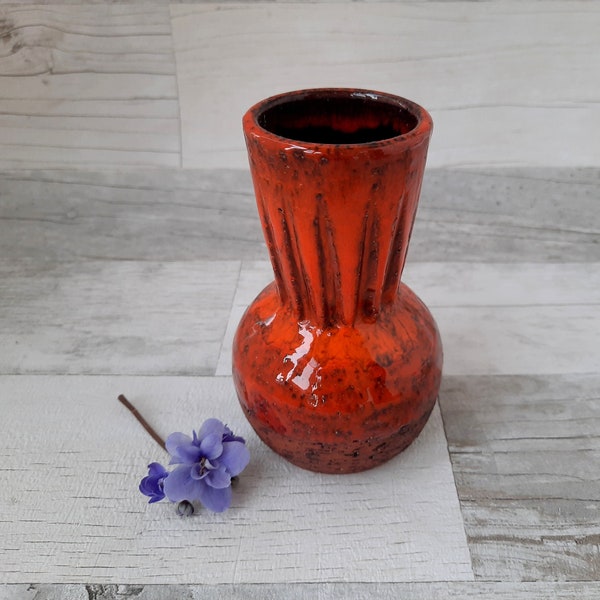 Vintage ceramic vase, Retro handmade vase, Small orange vase, Decorative vase, Home accessory, Free delivery