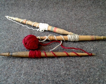 Antique Spindles Wool Spindles Wood Spindles Primitive Bulgarian Spindles Set of 3 Turned Wooden Spindles Rustic Decor