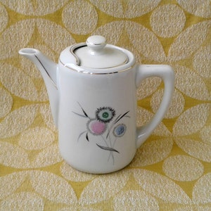 Vintage porcelain teapot, White teapot, Teapot with flowers image 1