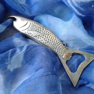 Vintage brass bottle opener, Fish