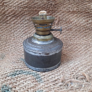 Antique oil lamp, Vintage gas lamp, Old metal oil lamp, Primitive rustic decor