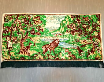 Vintage velvet wall tapestry, Deer