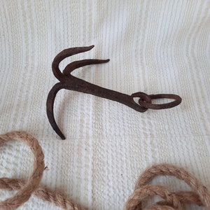 Antique Hand Forged 3 Hook Meat Hanger, Butchers Hook, Old Rusty Iron ...
