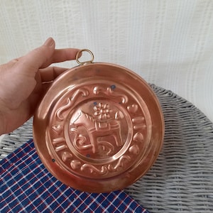 Vintage Swedish copper baking mold, Dala Horse, Farmhouse kitchen wall decor