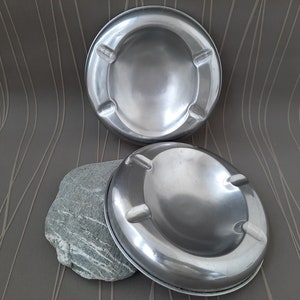 2 Vintage metal ashtrays, Large stainless steel ashtrays, Round ashtrays, Free delivery