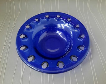 Vintage cobalt blue glass bowl, Art glass bowl, Gifts, Free Delivery