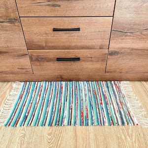 Vintage Scandinavian rag rug, Colorfull floor runner, Hand woven rug, Swedish striped rug, Handmade rug, Rustic home decor, Sale
