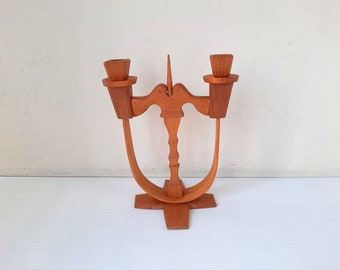 Castiçal de madeira vintage, decoração escandinava para casa.