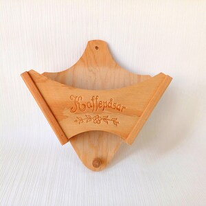 Vintage Scandinavian Wooden Coffee Filter Holder, Kitchen Wall Decor, Sale