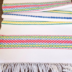 Tapete sueco vintage listrado, tecido à mão, pequeno tapete de algodão branco, tapete escandinavo feito à mão, decoração rústica para casa, tecido retrô, venda