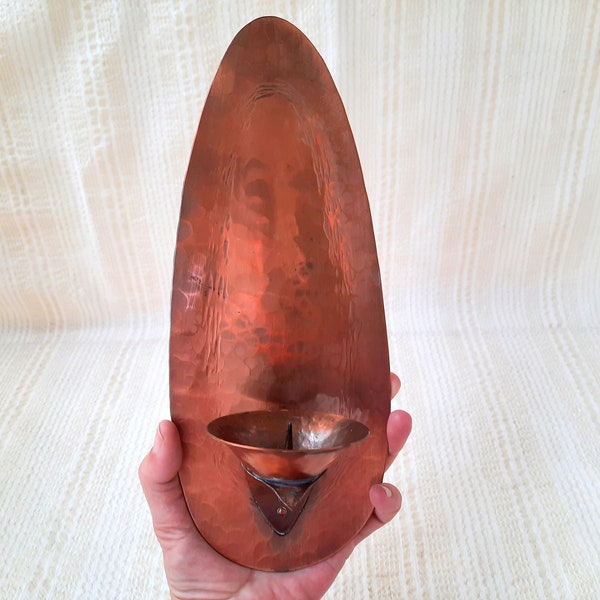 11" Scandinavian copper candle wall sconce, Vintage wall sconce