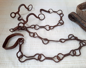 Antique hand forged iron chain