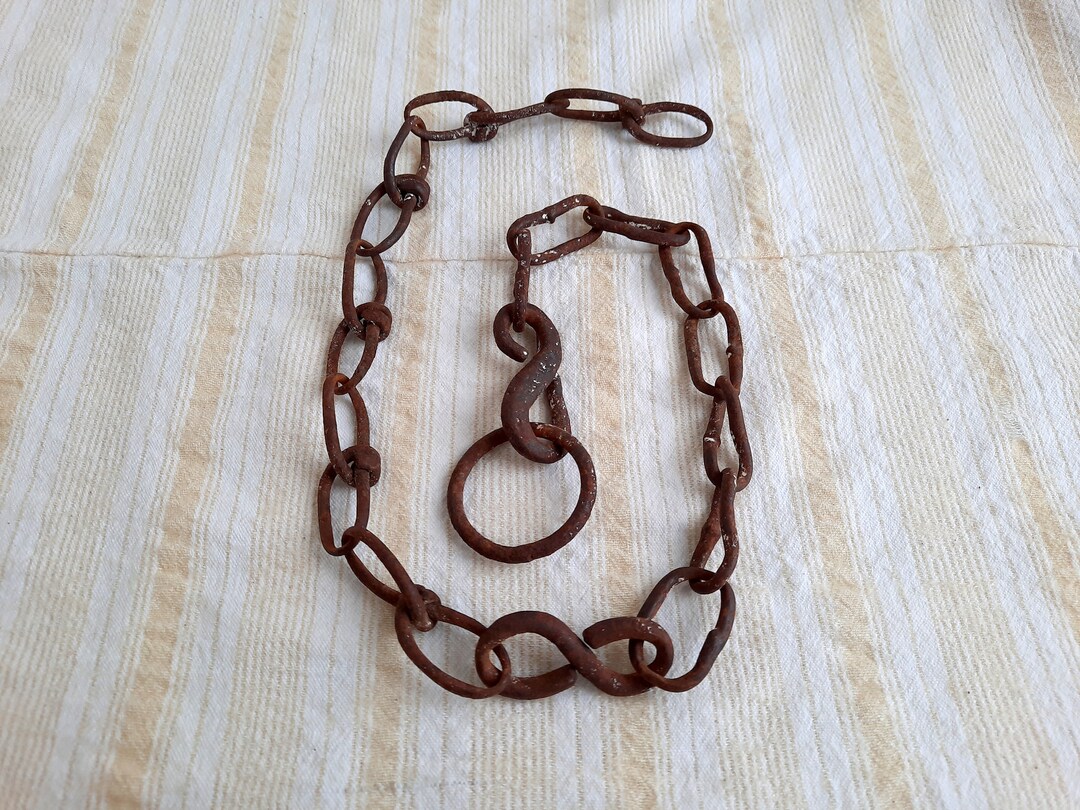 Antique Hand Forged Chain 79,9, Vintage Metal Chain, Old Rusty Chain,  Handmade Iron Chain, Antique Chain, Chain for Lamps, Wall Decor 
