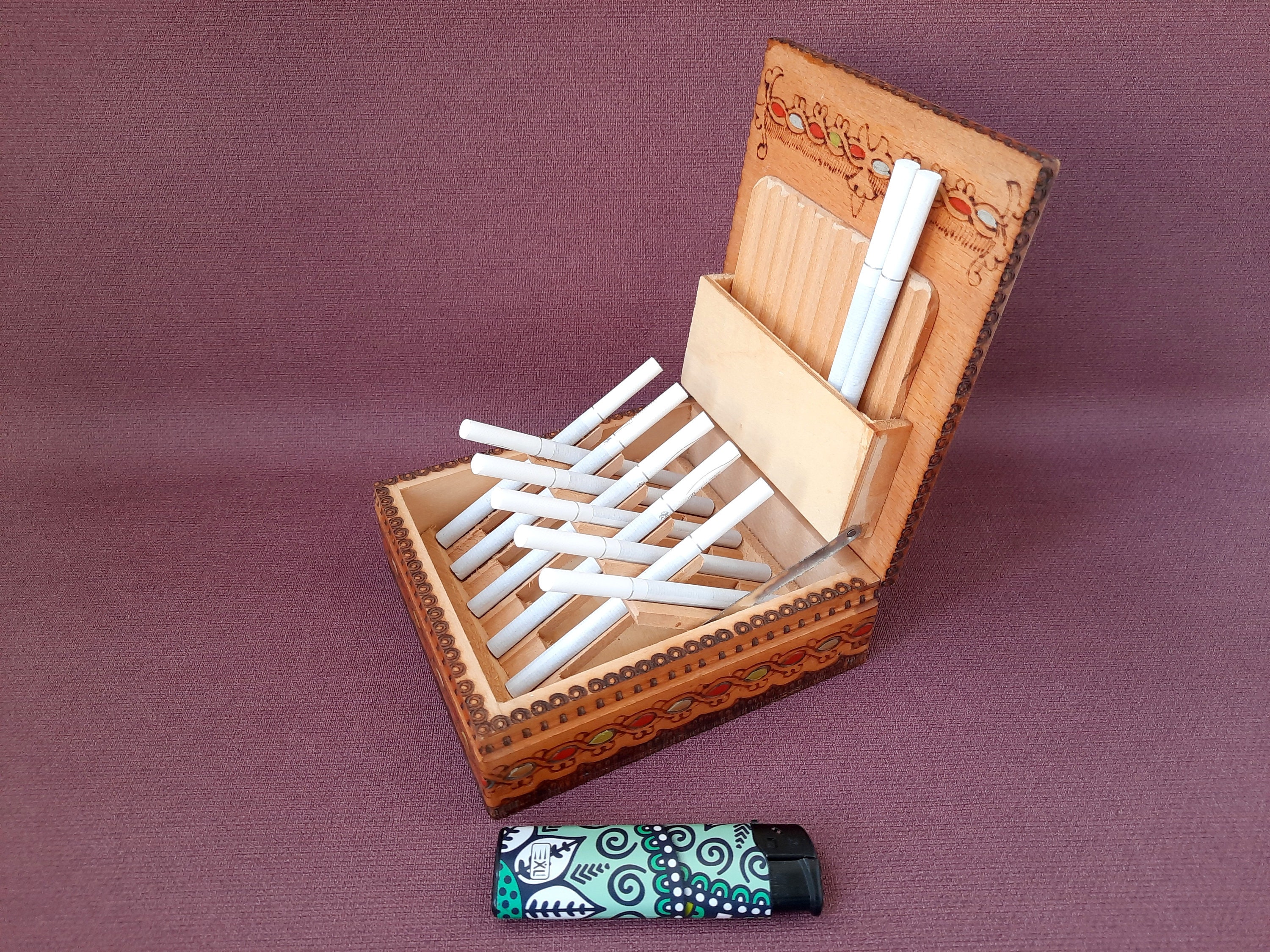 Wooden Cigarette Case for Men Vintage Cigarette Box Gift for 