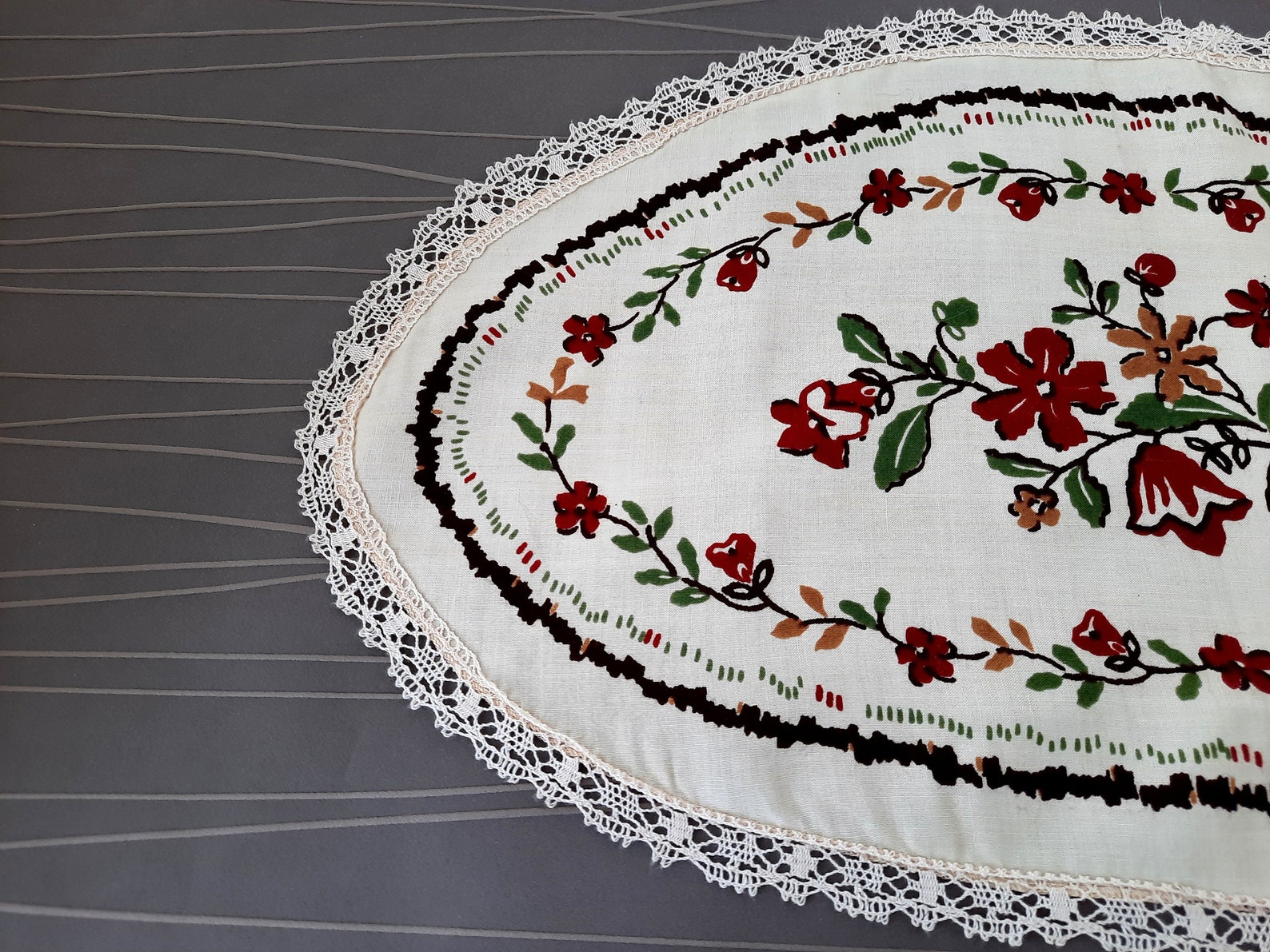 Vintage Printed Tablecloth Small Oval Tablecloth Cotton Etsy