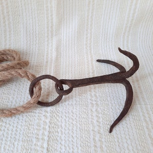 Antique Hand Forged 3 Hook Meat Hanger, Butchers Hook, Old Rusty Iron ...