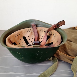 On Sale Vintage Military Helmet, Green Metal Helmet
