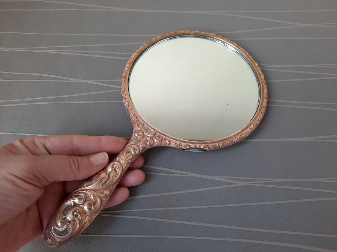 Vintage Brass Hand Mirror Ornate Hand Mirror Antique Brass Etsy