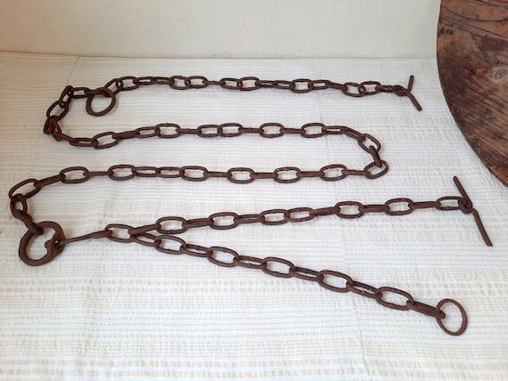 Antique Hand Forged Iron Chain Etsy Canada