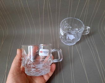 2 Crystal glass coffee tea cups, Gifts, Free Delivery, Made in Poland