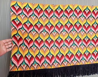 Rare Antique Hand Embroidered Wall Tapestry, Rustic Home Decor